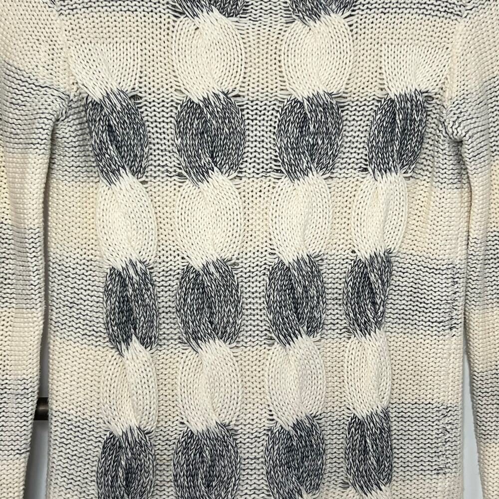 J Crew Long Sleeve Crew Neck ‎ Ivory Navy Marbled Knit Cotton Sweater Size XXS - Picture 3 of 8